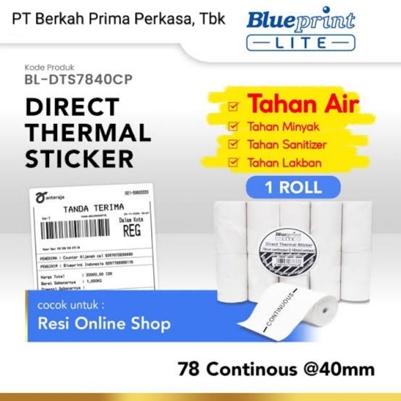 

Direct Thermal Sticker 78mm Blueprint Original Kertas Resi Online Shop