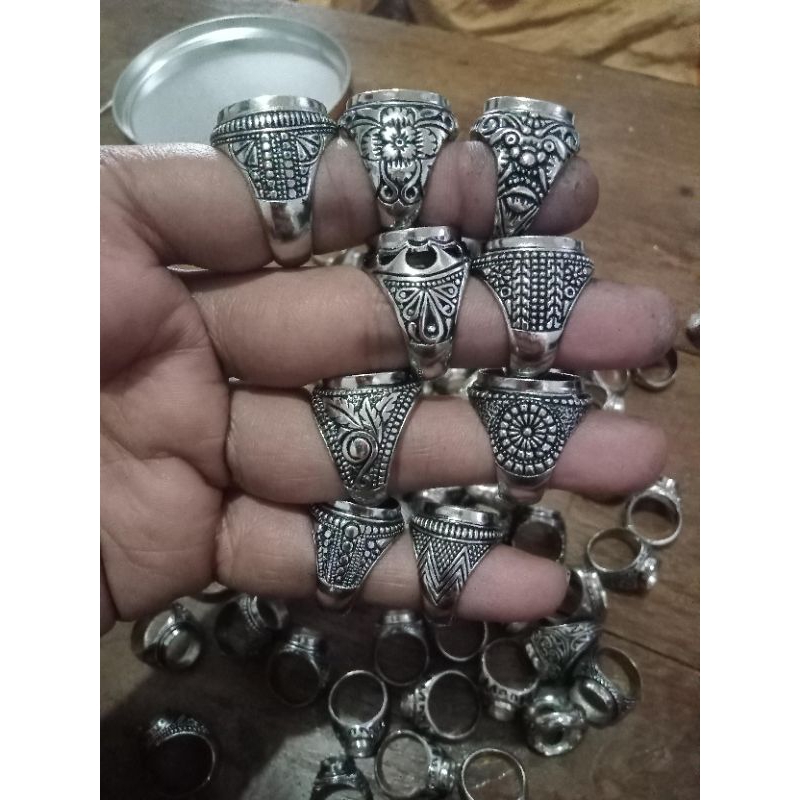 Ring Tanam Motiv Hitaman Alpaka Pleting NikelPerkodi