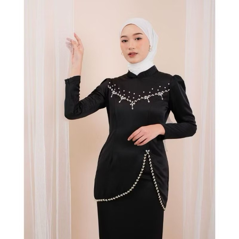 Baju Kurung Melayu Malaysia Wanita Modern Payet Terbaru 2025 Satin Silk Premium