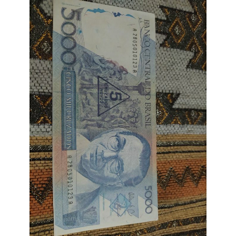 UANG ASING BRAZIL UBCN 5000 CRUZADOS 1989