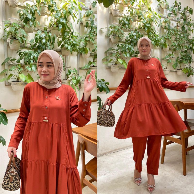 (COD) set celana R filly / set tunik / setcel premium / Twill premium