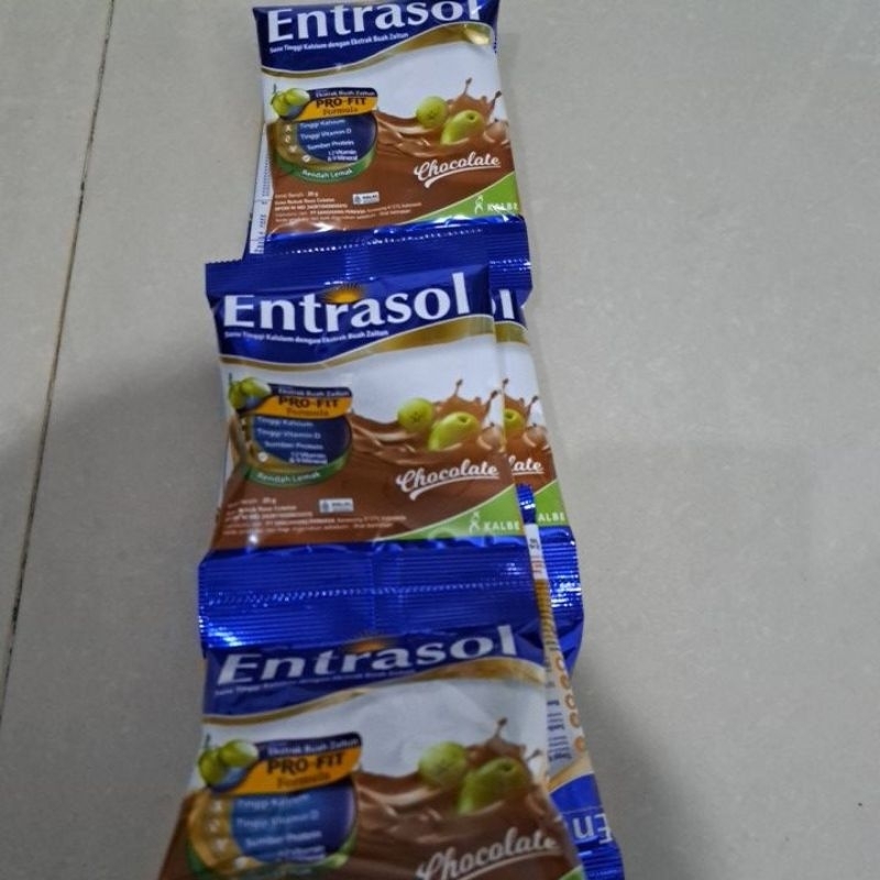 

Entrasol renceng isi 10 sachet vanilla dan cokelat