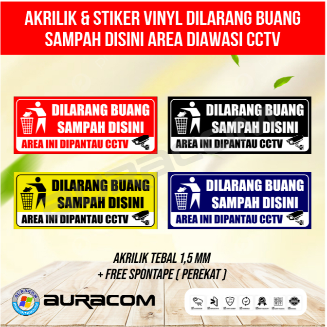 

AKRILIK & STIKER VINYL DILARANG BUANG SAMPAH DISINI AREA DIAWASI CCTV( E48 )