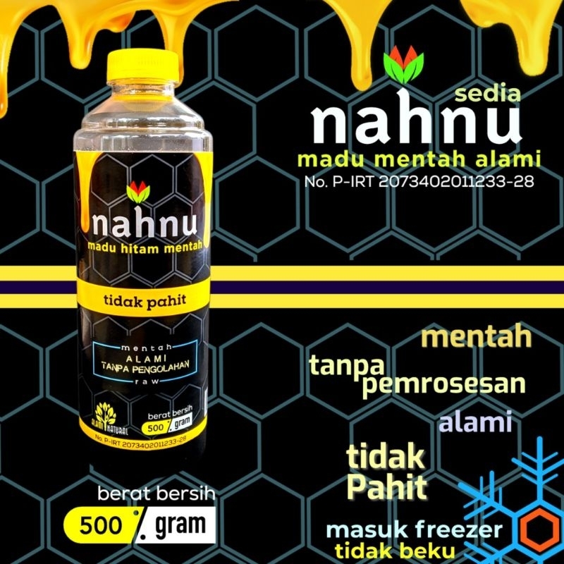 

Madu nahnu madu hitam mentah alamii, masuk freezer tidak beku, tidak pahit 500g