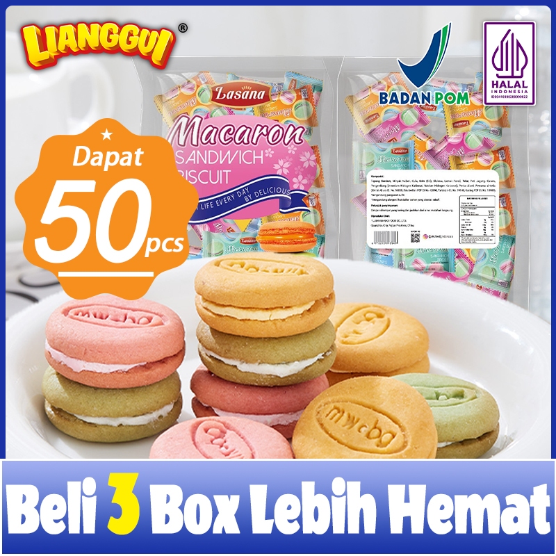 

READY STOCK [HALAL] Lianggui Macaron Biskuit Mini Cookies Enak Cemilan Macaron Snack Viral ORI!