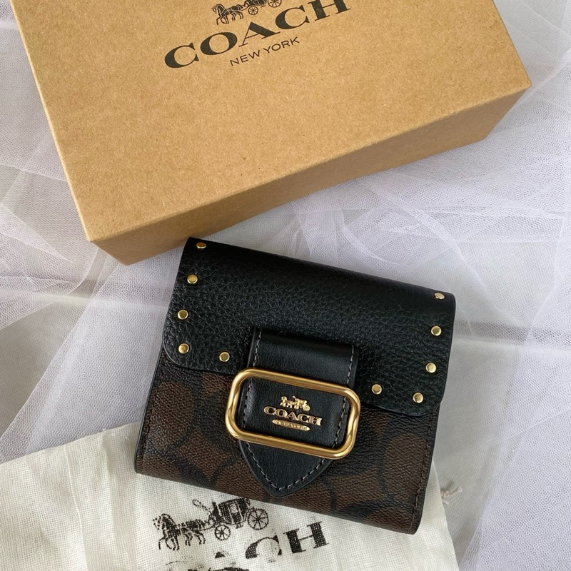 dompet wanita coc original morgan signature brown black wallet