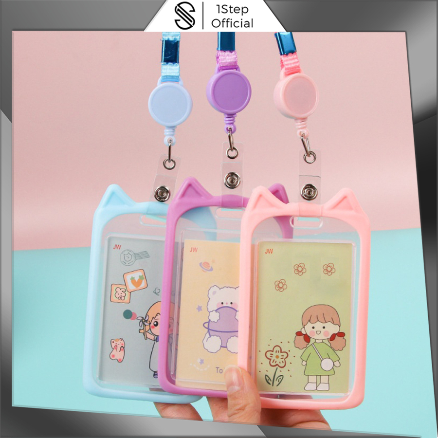 

1step GANTUNGAN TALI KARTU AKSES KANTOR MRT BUSWAY LANYARD CARD HOLDER MOTIF KUCING S091