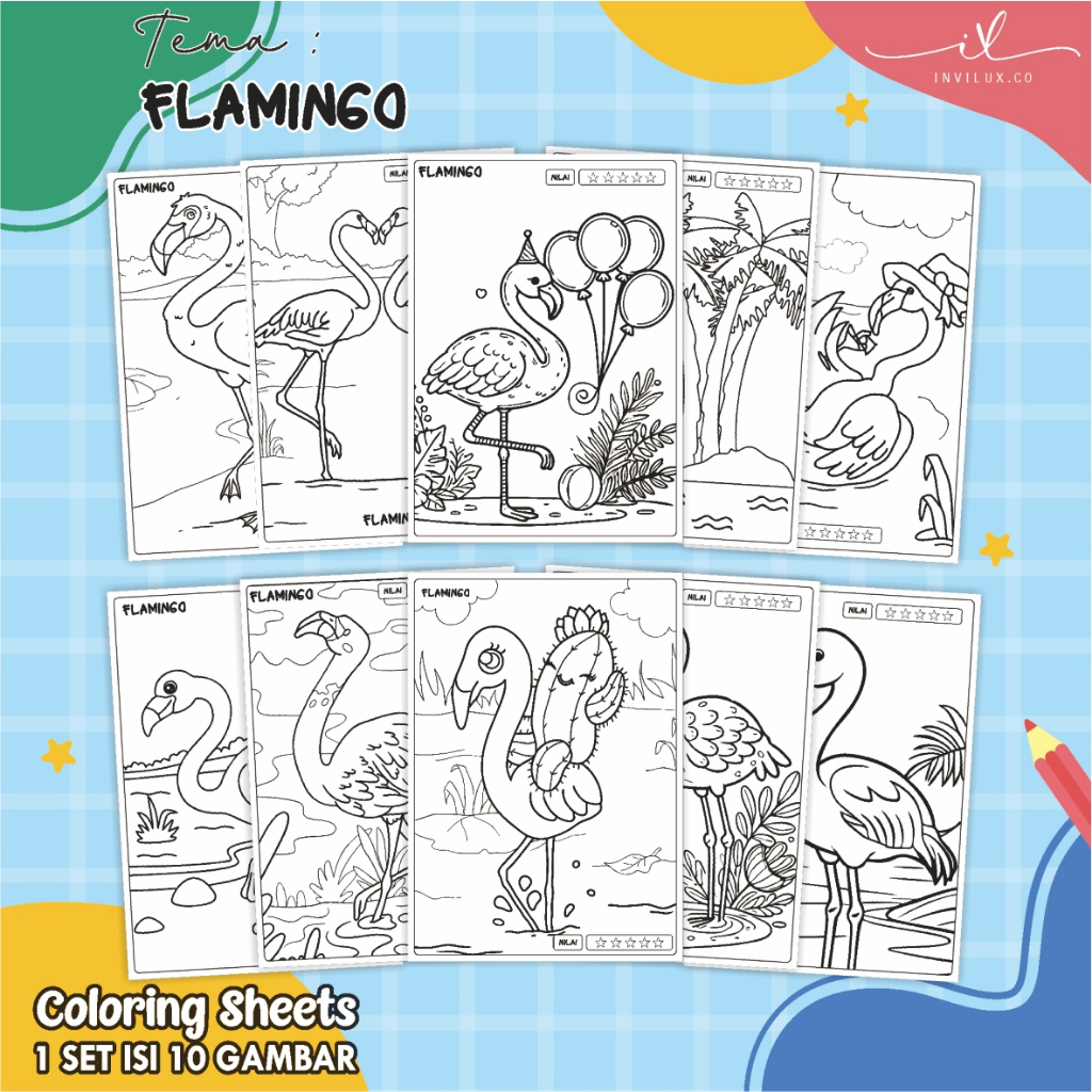 

[A4 - FLAMINGO] KERTAS GAMBAR UNTUK ANAK - LEMBAR MEWARNAI ANAK 1 SET ISI 10 LEMBAR GAMBAR