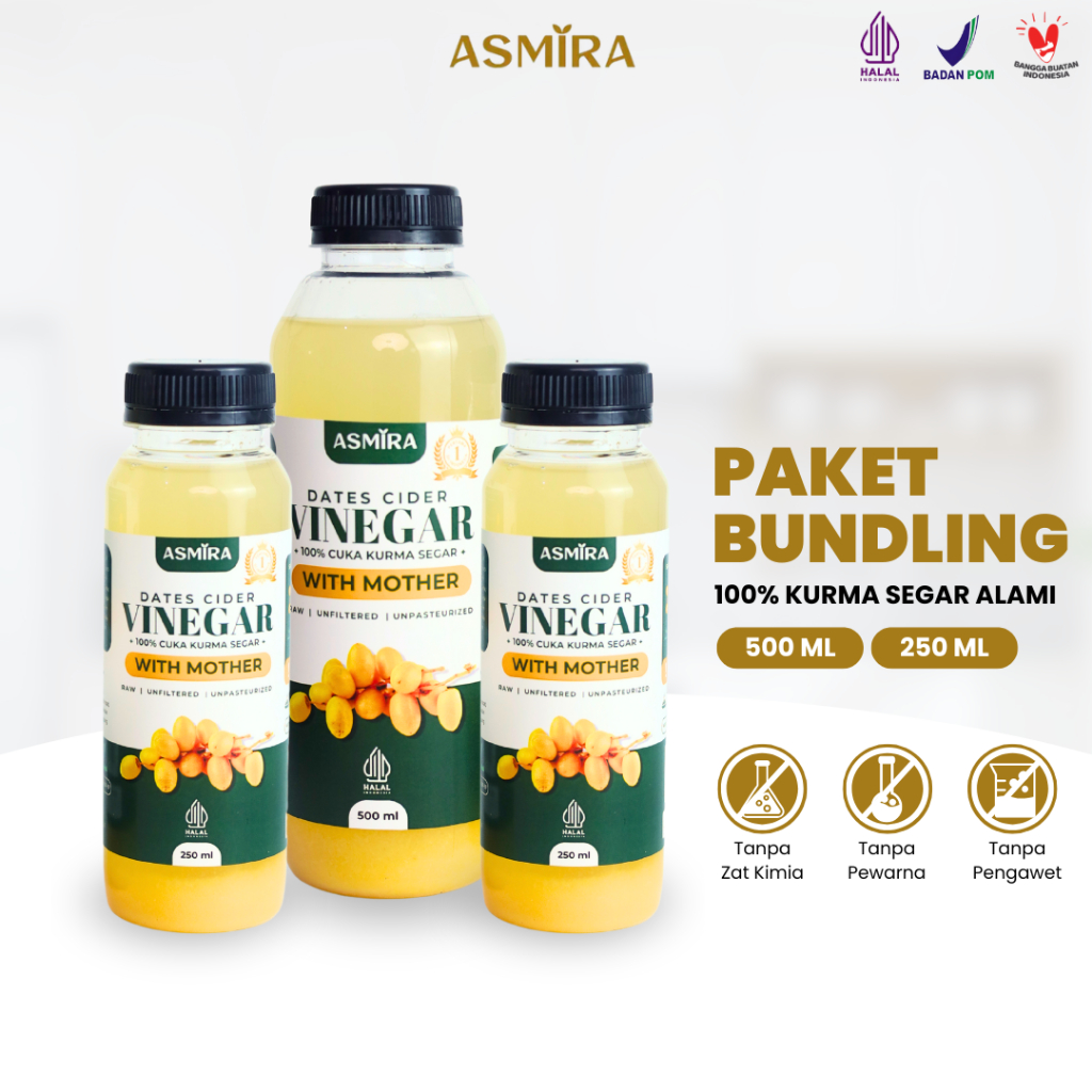 

Paket Bundling Asmira Cuka Kurma Segar Alami 2 Botol 250ml & 1 Botol 500gr Kaya Antioksidan