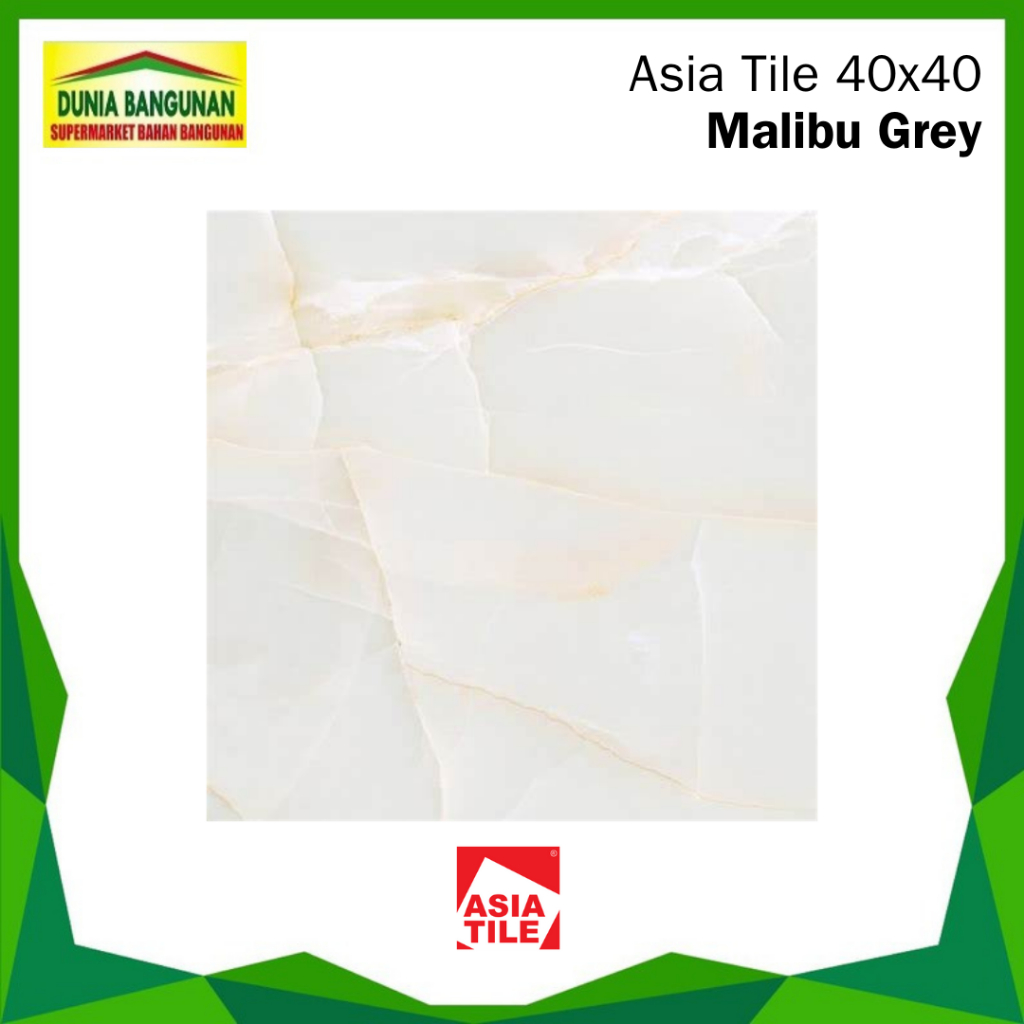 Keramik Asia Tile Malibu Grey 40x40 Keramik Marmer Glossy / Keramik Dinding