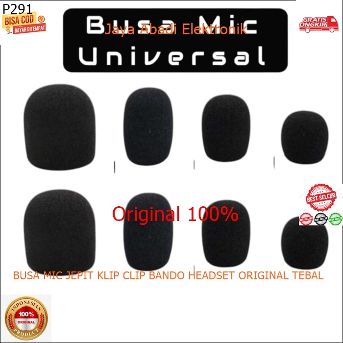 P291 BUSA MIC JEPIT KLIP CLIP BANDO HEADSET ORIGINAL TEBAL SARUNG MIK PELINDUNG MIX SPON MICROPHONE
