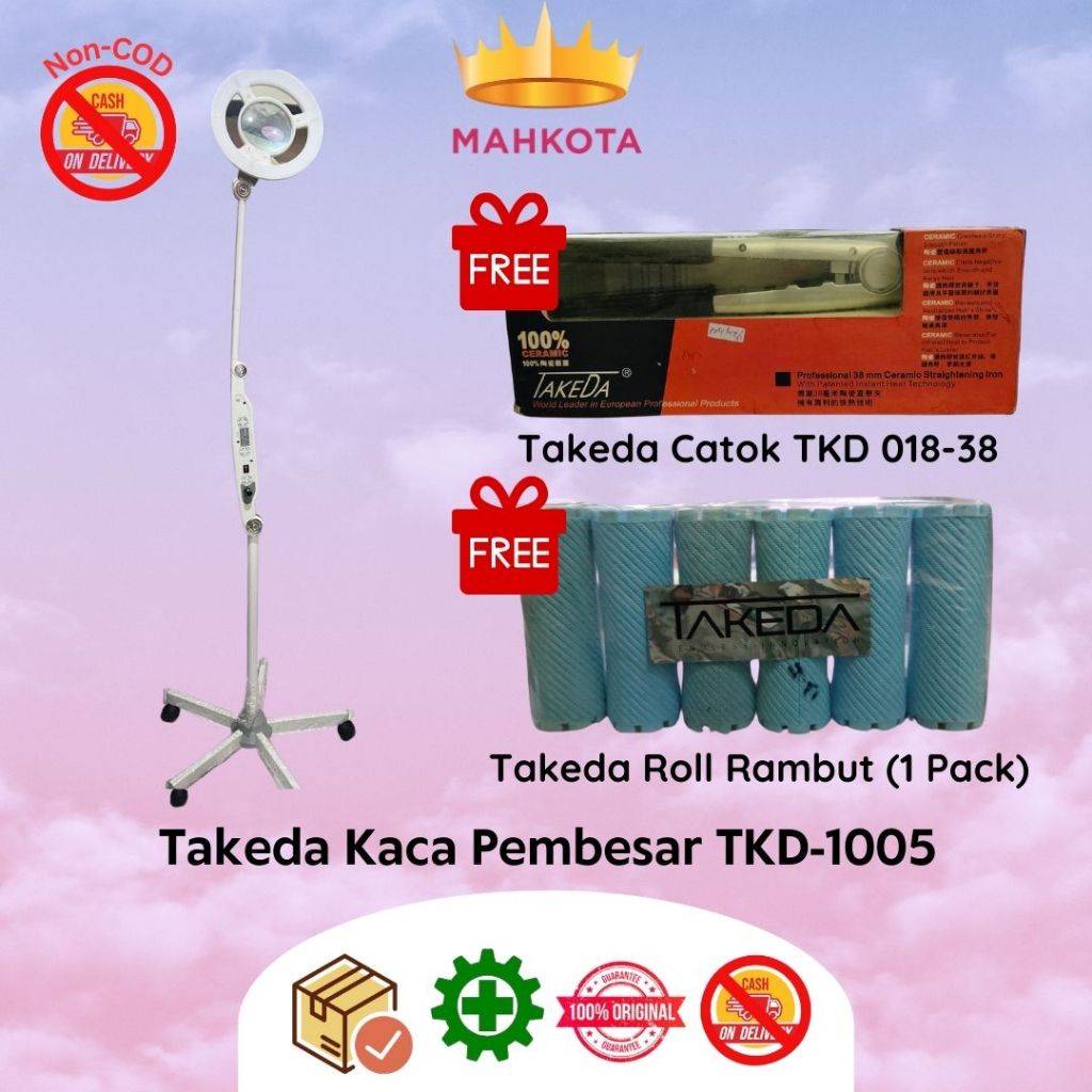 **Mahkotacosmetic**Takeda Kaca Pembesar TKD-1005 FREE Takeda Catok TKD 018-38 & Roll Rambut Takeda
