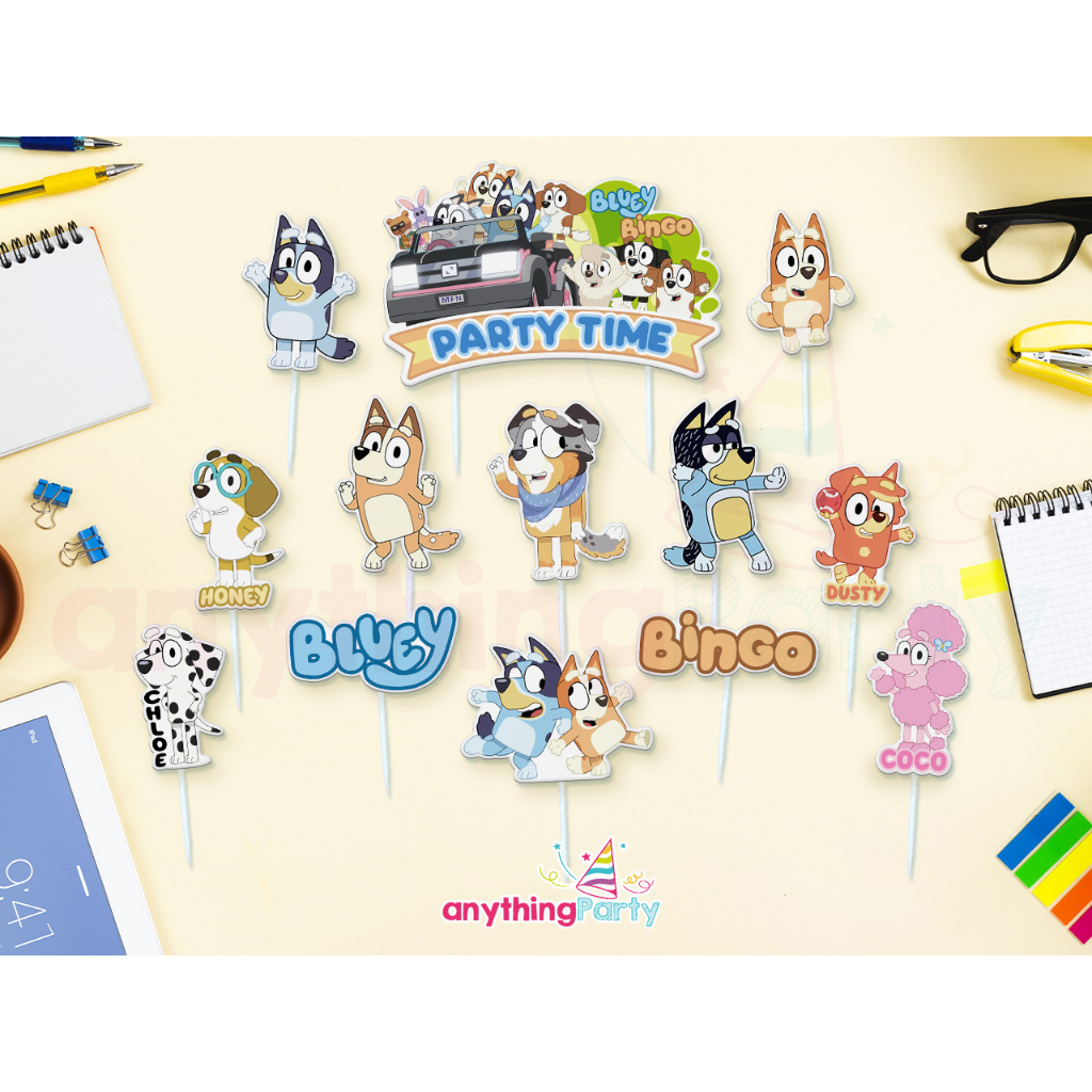 

Blueey Bingoo Cake Topper / Hiasan Dekorasi Tusukan Kue Cupcake Pudding Ultah karakter Blueey Bingoo Doggy