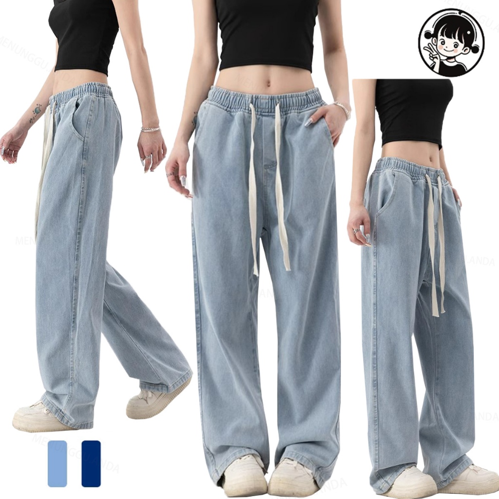 Wanita Kekinian Baggy Jeans Celana Wanita Celana Baru Oversize Jeans Celana Panjang Jeans Wanita Pin