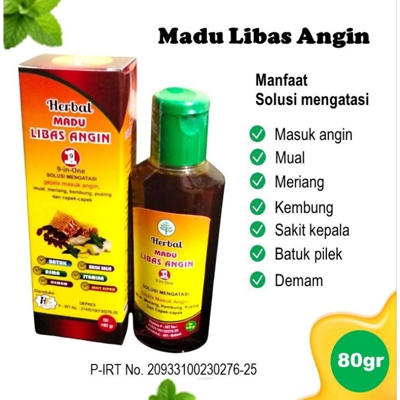 

Madu Libas Angin, madu herbal masuk angin mual pusing kembung isi 80 gram