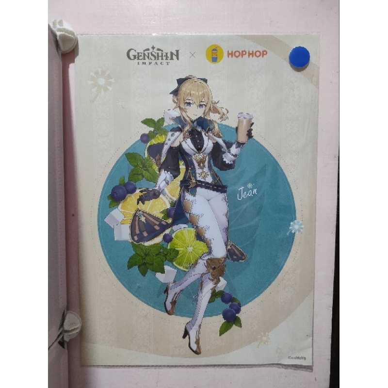 Genshin Impact Collab x Hop Hop Official Merchandise Jean Klee anime game poster dan gelas lucu imut