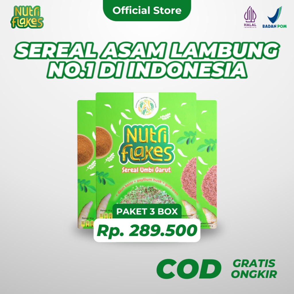 

Nutriflakes Sereal Asam Lambung Maag dan Gerd Original 3 Box