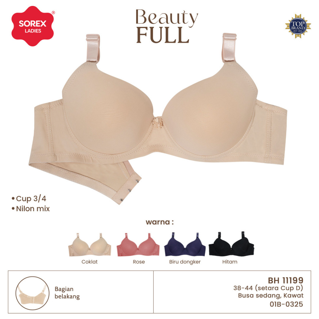Sorex Bra Busa Cup Besar Kawat Kait 3 Cup D Premium Ella Series BH 11199 Big Cup