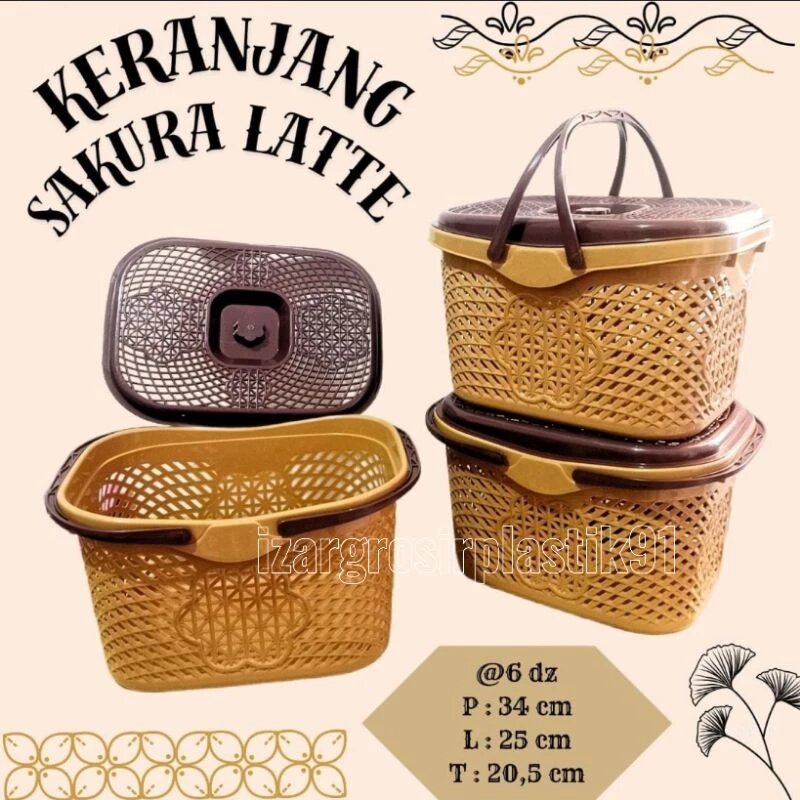 Keranjang Sakura+Tutup/Keranjang Serbaguna/Keranjang Hajatan KERANJANG BUNGA LATTE + TUTUP - Besek H