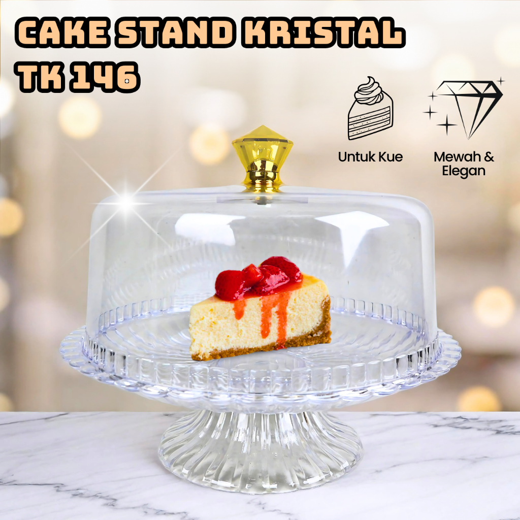 Tempat Kue Akrilik Cake Stand Kristal Tudung Saji Kue Tart FOOD GRADE Golden Lemon TK 146 - VV