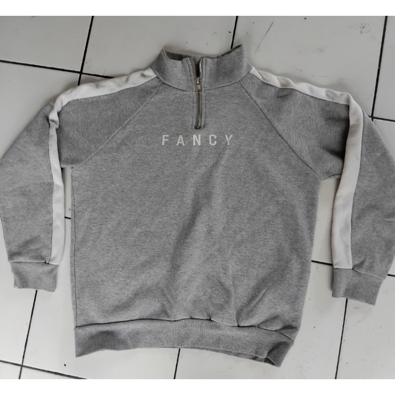 preloved jaket halfzipper grey