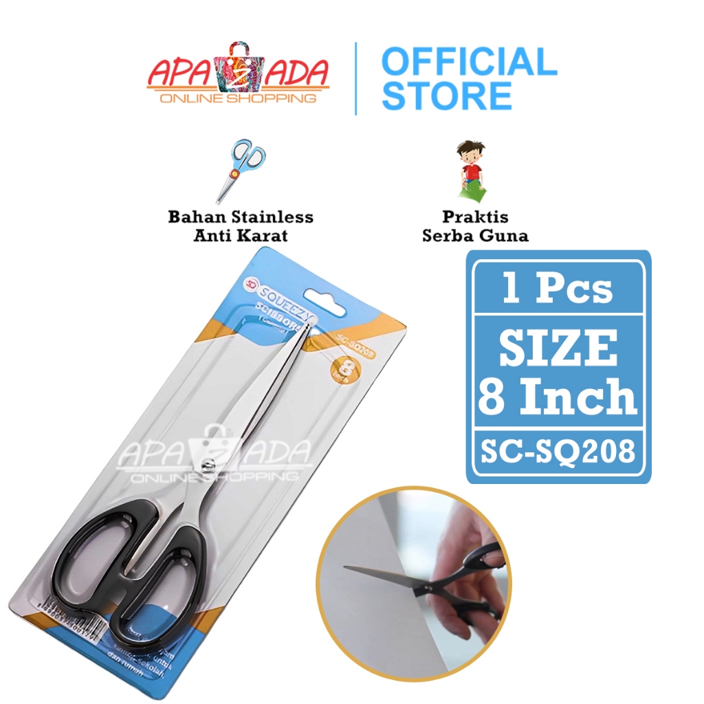 

Apazada - Gunting Kain Kertas Stainless Serbaguna / Gunting Kantor Sekolah / Gunting Murah SC-SQ208