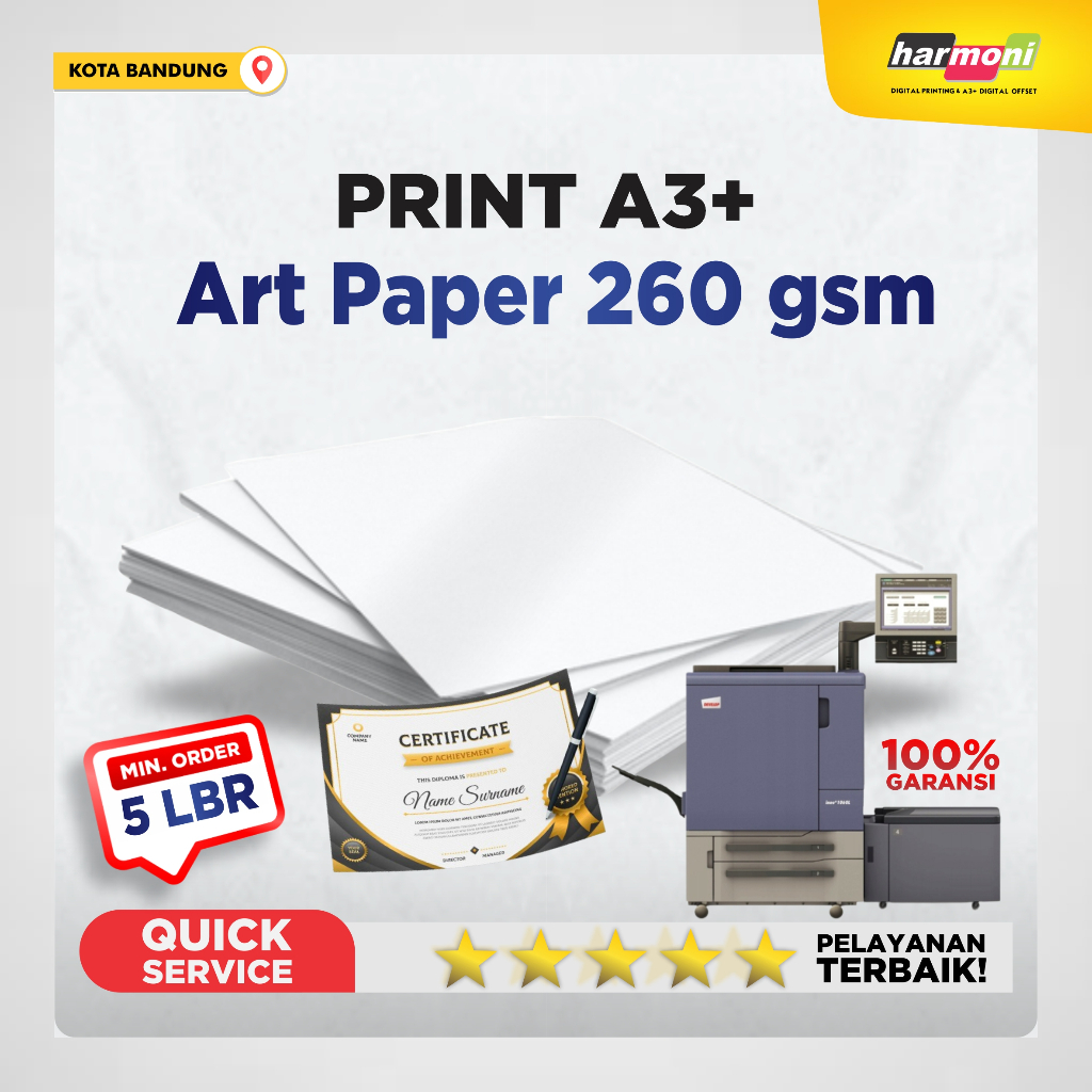 Print Art Paper 260 gsm A3+ | Kertas Brosur Sertifikat Polaroid Map Folder Poster