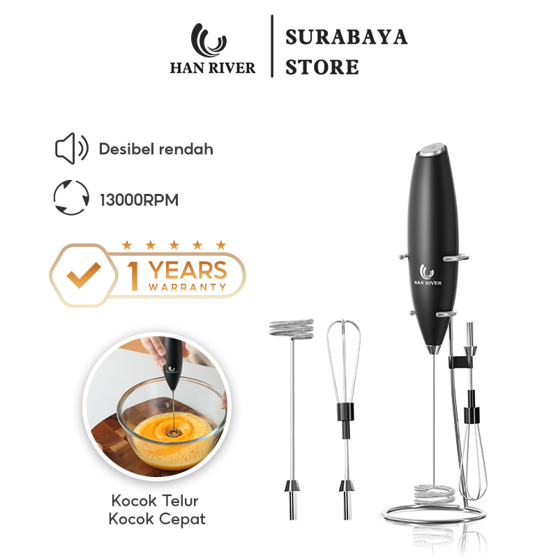 HAN RIVER Mixer Mini Susu Elektrik Susu Pengocok Telur Hand Mixer Milk Frother Blender HRDDQ02