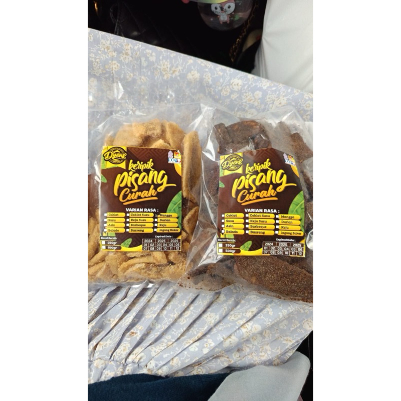 

Keripik pisang curah kemasan 250 gr dan 500 gr