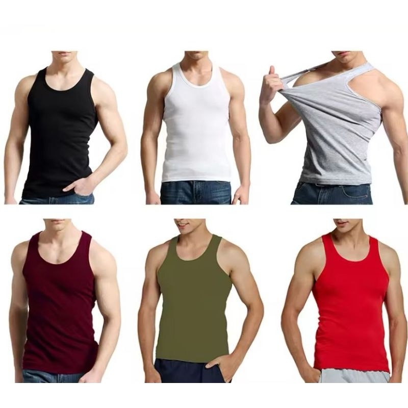 6 PCS Singlet Kaos Singlet Singlet Polos Singlet Kaos Singlet Pria Dewasa Singlet gym Pria Tanktop R