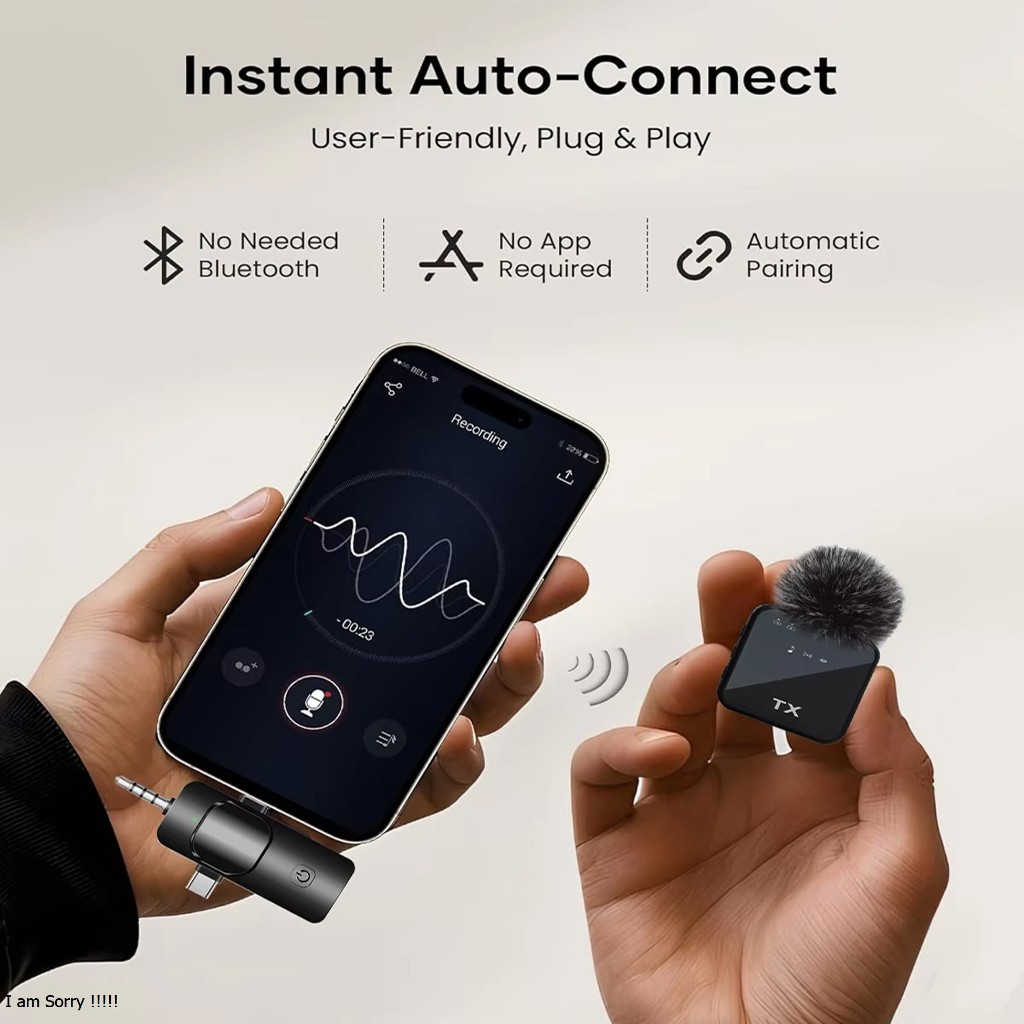 Mic Wireless F11-2 clip on Lavalier-Untuk Live Streaming/ Vlog/ Youtuber Kompatibel HP & Kamera