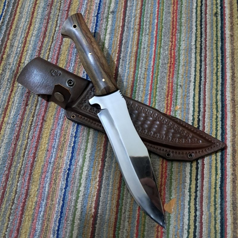 Pisau bushcraft HSS pultang asli kulit sapi
