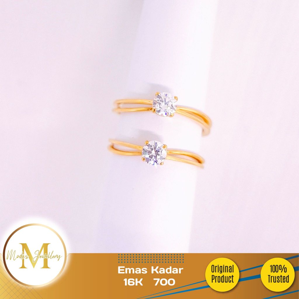 MODIS JEWELLERY - Cincin Solitaire Silang Kuning - Emas 16k  700