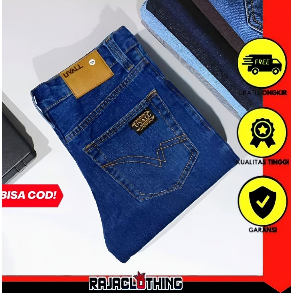 RCL - Celana Panjang Jeans Uvall Biowash Model Standar Regular Straight Pria - (28-38)