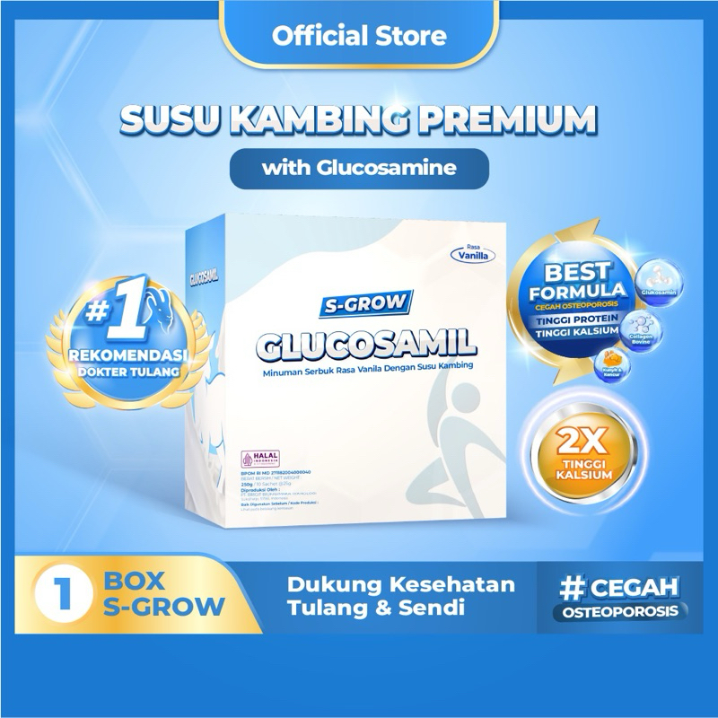 S-GROW GLUCOSAMIL 1 BOX - Susu Bubuk Dewasa Vanila [Untuk Tulang & Sendi]