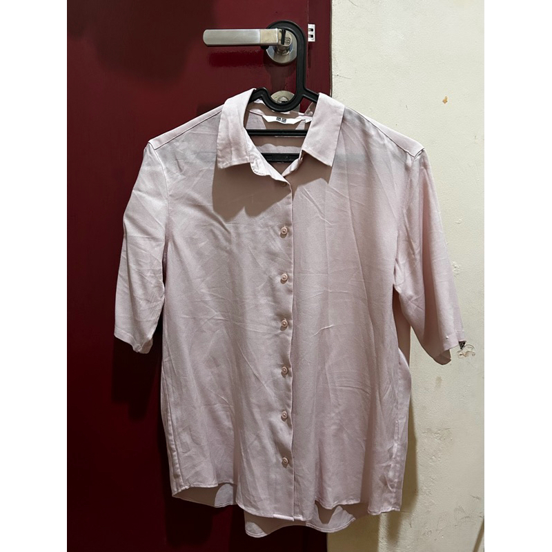 preloved kemeja uniqlo pink