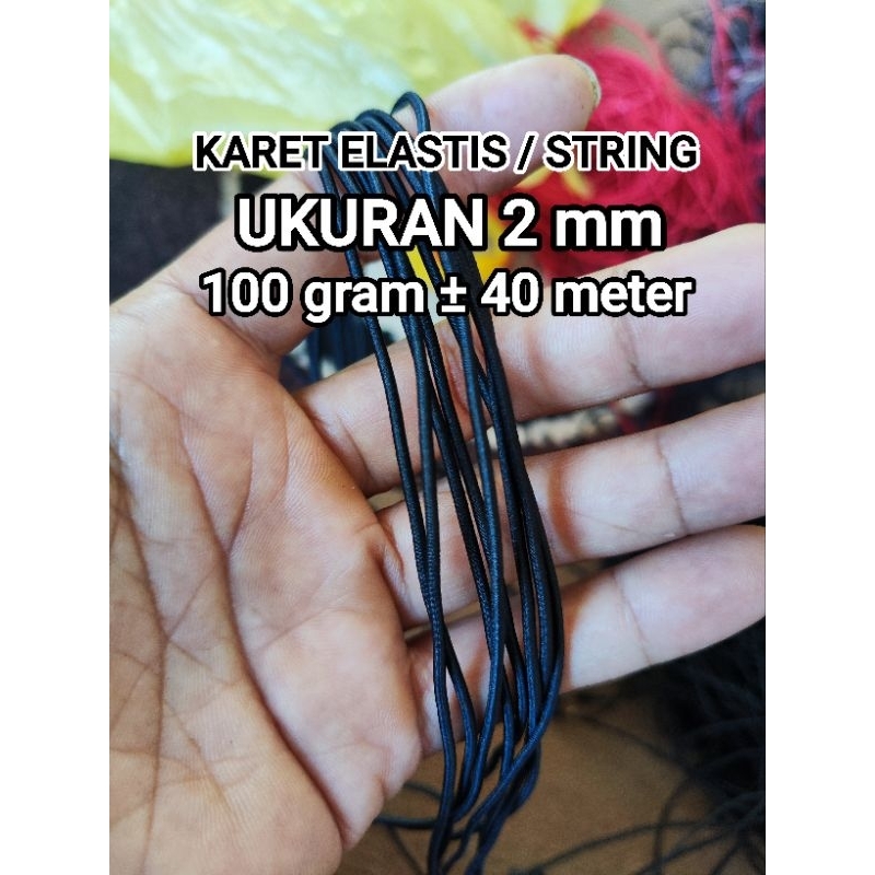 

tali karet string elastis 2mm 100 gram hitam
