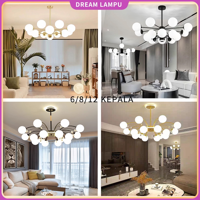 (6/8/12) lampu gantung mewah besar Ruang tamu/ruang makan/kamar tidur lampu utama estetika hias