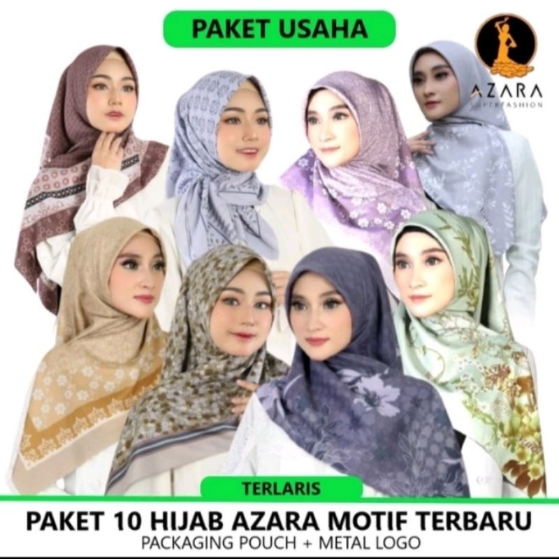 HIJAB Azara pouch motif hitam /random/segiempat