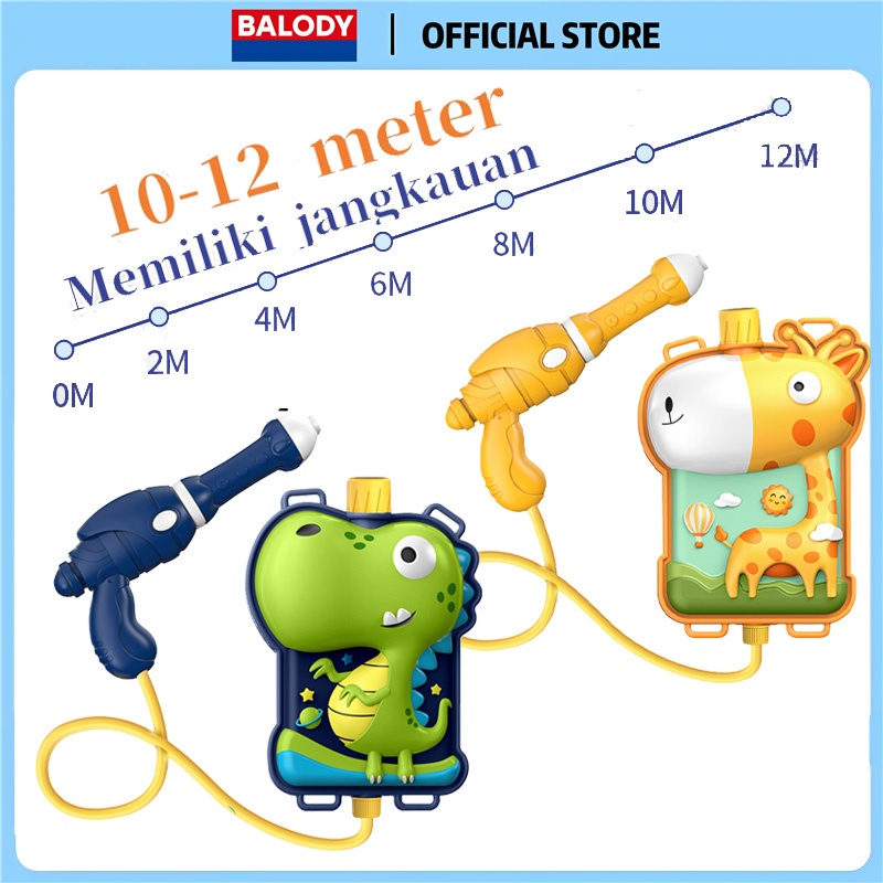 BALODY Mainan Anak Pistol Air Ransel Backpack Water Gun Toy Dinosaurs Mainan Pistol Air Tas