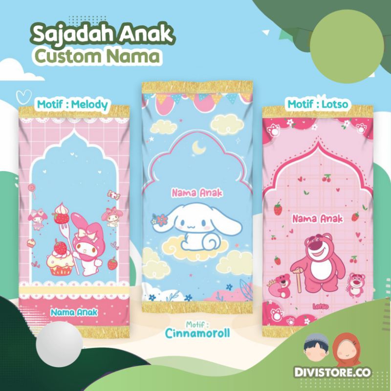 Sajadah Anak Custom Nama Empuk Tebal Anti Slip Berkarakter Faceless Sajadah Anak Custom Nama