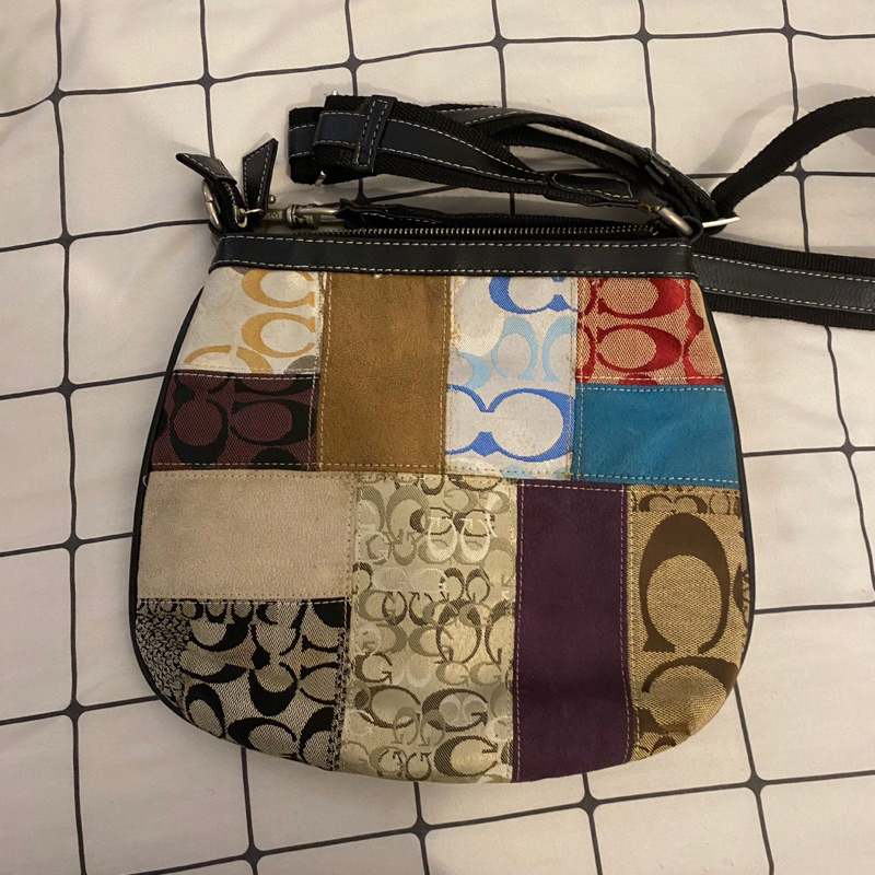 preloved vintage coach patchwork sling bag