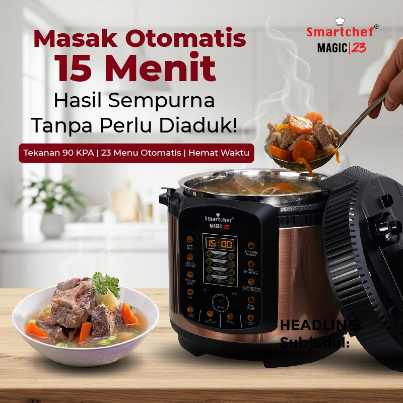 SMART CHEF Presto Listrik Low Carbo Slow Cooker Multi Cooker Pressure Cooker Listrik Less Sugar Low 