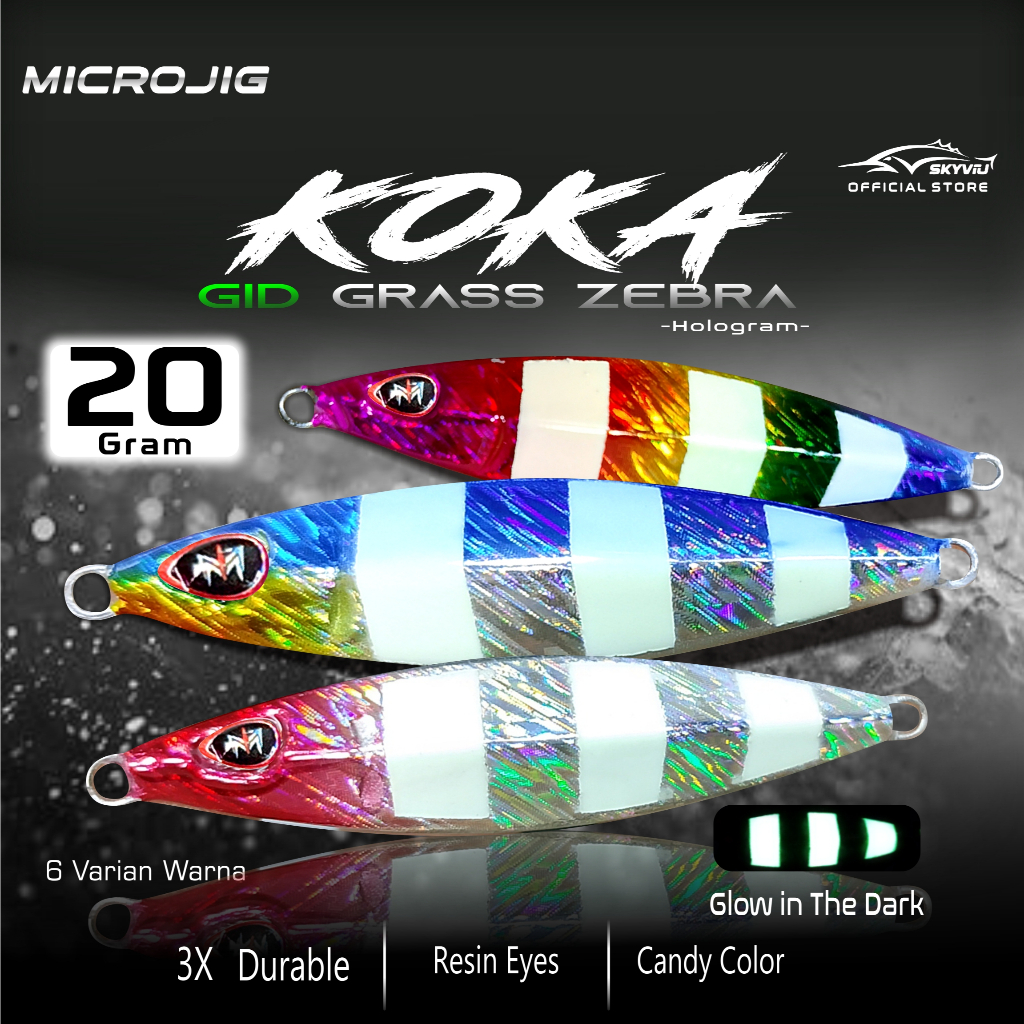 Micro Jig 20 Gram SKYVIU KOKA GID Zebra Hologram Suket 20g Umpan Pancing Laut pinggiran 20 gr Umpan 
