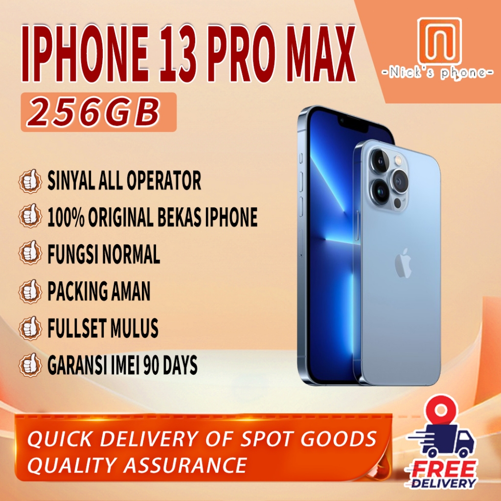 iPhone 13Pro Max 256GB Fullset Second Original100% 6.7"OLED-Ori Mulus Normal Phone 3utools All Green