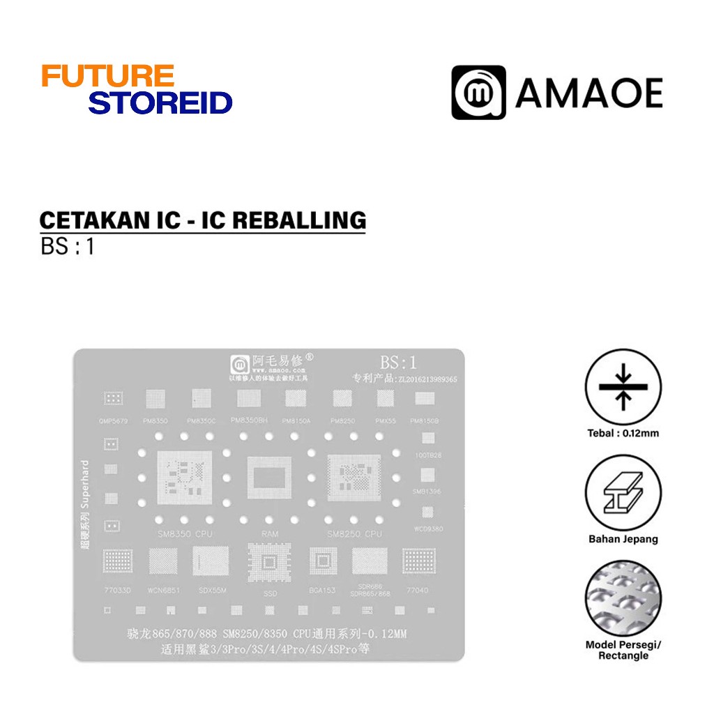 Amaoe BS 1 Cetakan IC BGA Reballing Stencil For Xiaomi Black Shark 3/3S/4/4S Pro SM8350 SM8250 CPU T