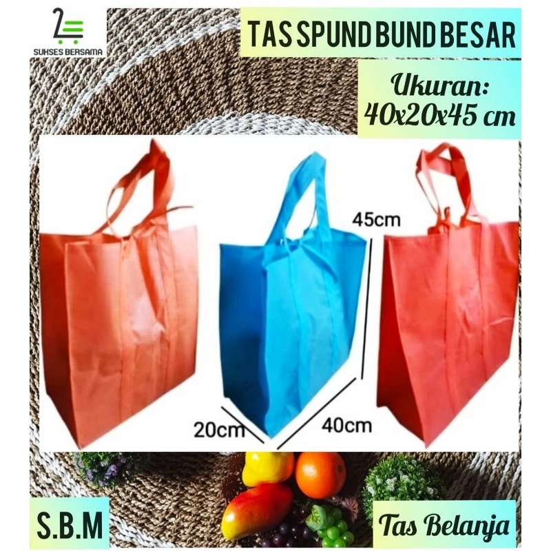 

LUSINAN/12 PCD,Tas SpundBond Besar 40x20x45 cm(Jahit)/Tas SpundBond jumbo/Tas Belanja/Tas Kado/Tas Olshop