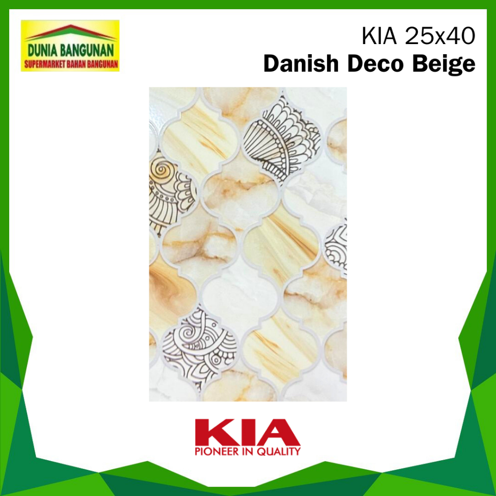 Keramik 25x40 KIA Danish Deco Beige Keramik Dinding/ Keramik Glossy/ Keramik Dapur / Keramik Dinding