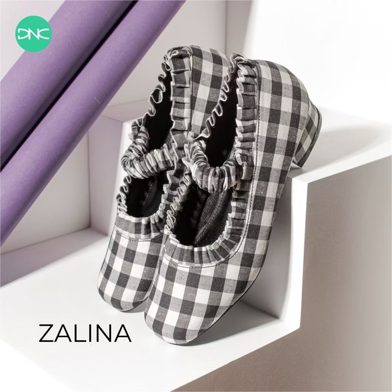 PRELOVED DNC SHOES ZALINA BLOCK HEELD SEPATU HAK TAHU PLAID MODEL KOTAK BUKAN CHIEL SHOES SIZE 39 VV