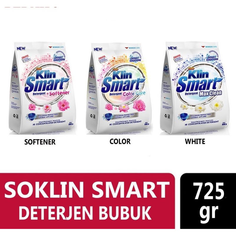 SO KLIN SMART DETERGEN SABUN CUCI BAJU KEMASAN 725 GR